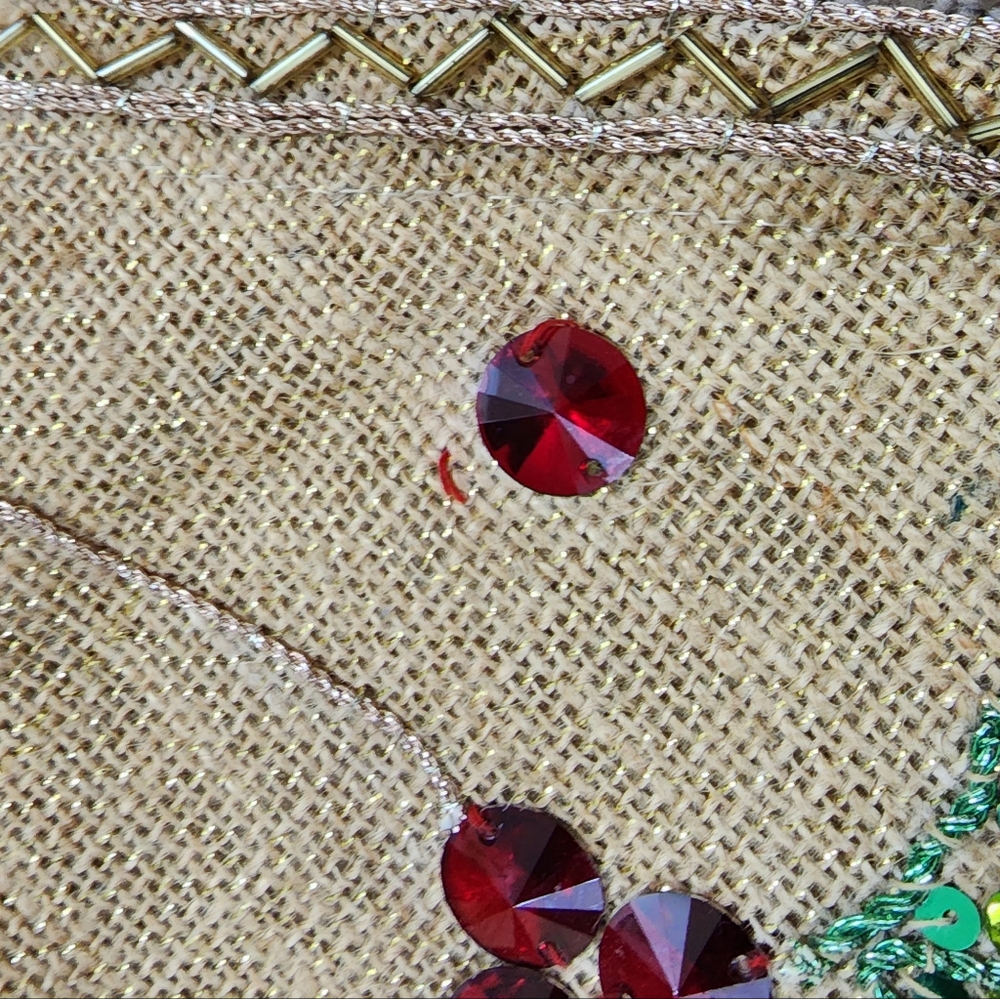 Pier 1 2pc Beaded Christmas Tree Skirt and Fireplace Mantel Set - Picture 9 of 12